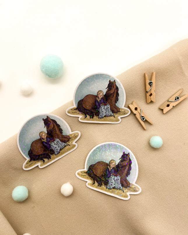 Glitzersticker "Bücherpony"