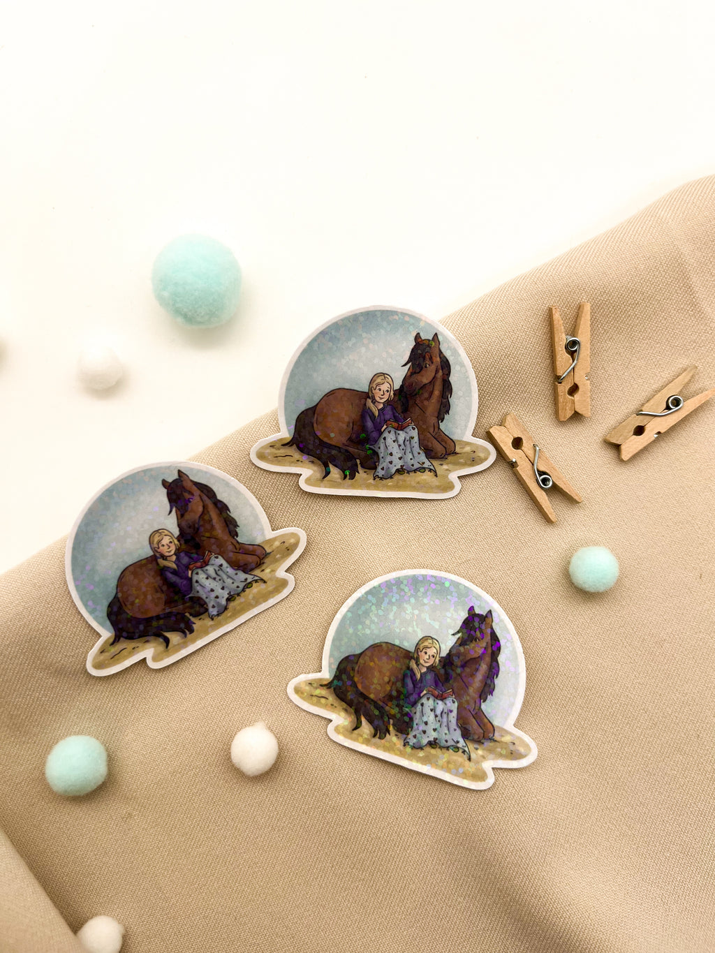 Glitzersticker "Bücherpony"