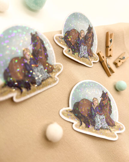 Glitzersticker "Bücherpony"
