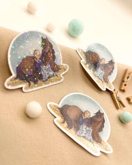 Glitzersticker "Bücherpony"