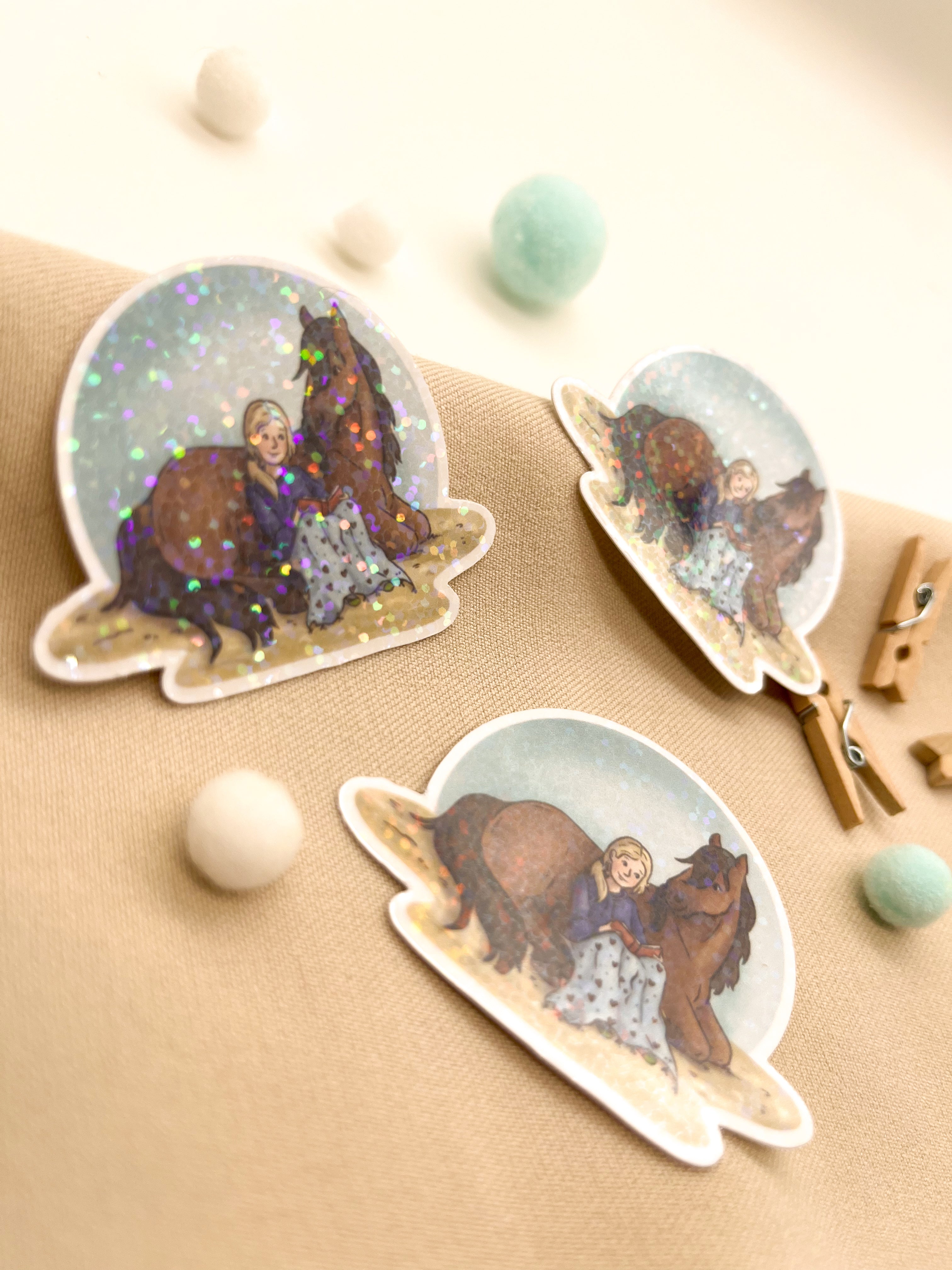 Glitzersticker "Bücherpony"