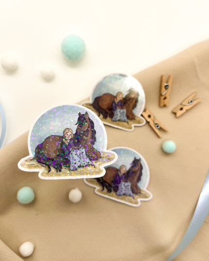 Glitzersticker "Bücherpony"