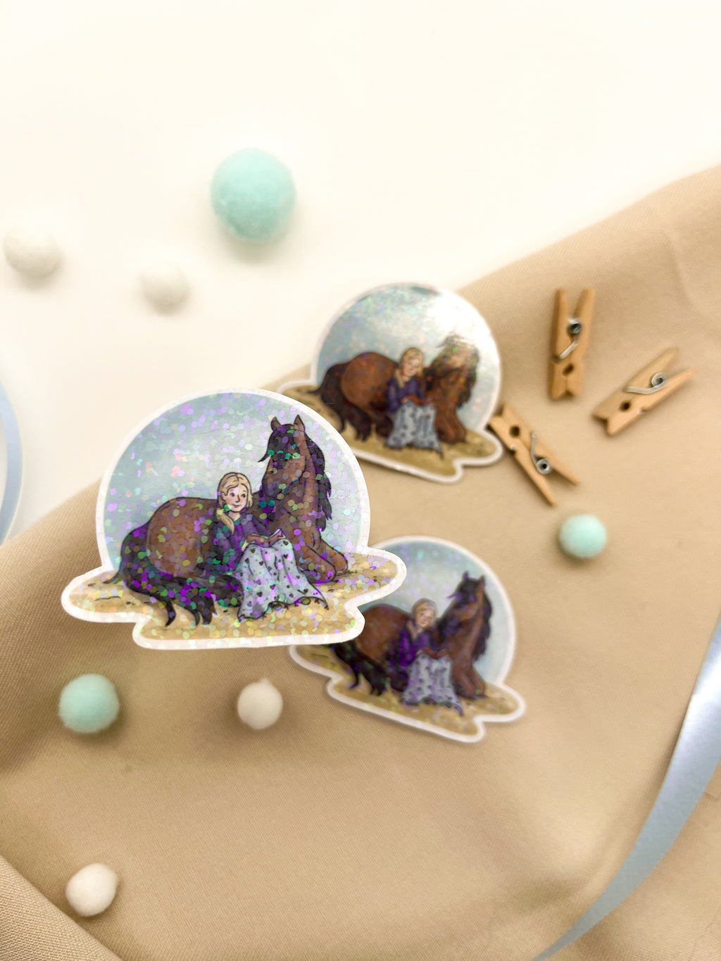 Glitzersticker "Bücherpony"