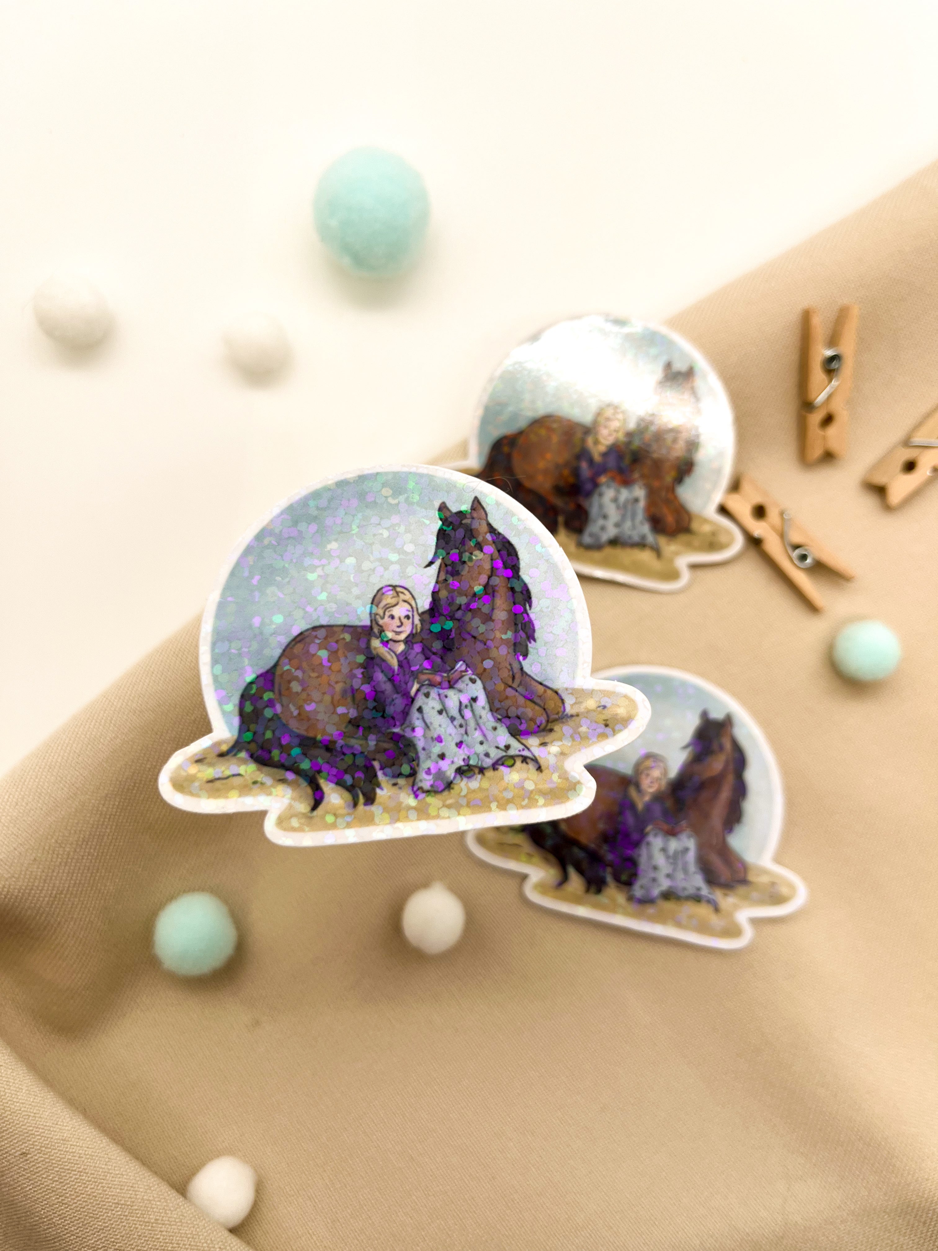 Glitzersticker "Bücherpony"