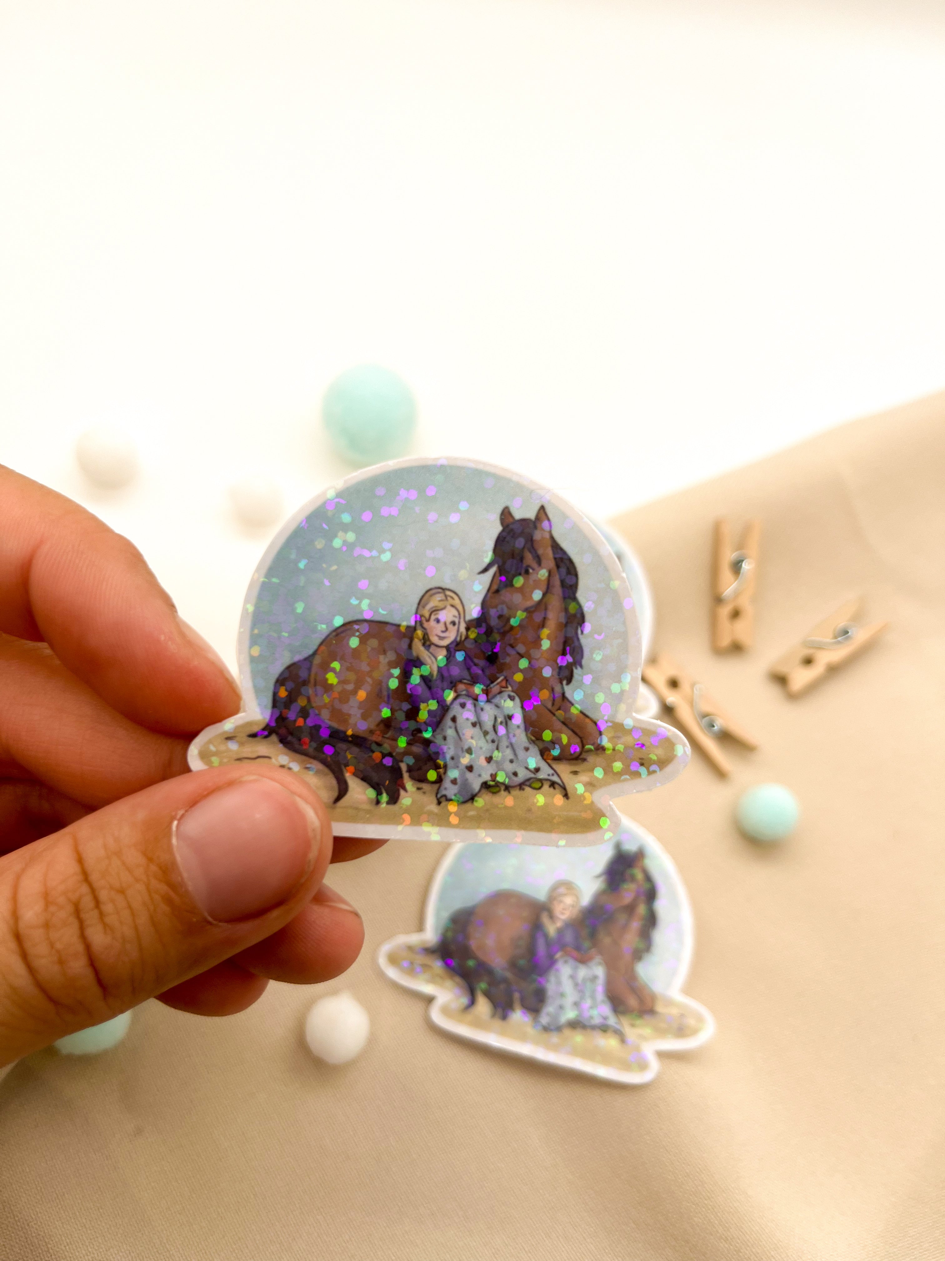 Glitzersticker "Bücherpony"