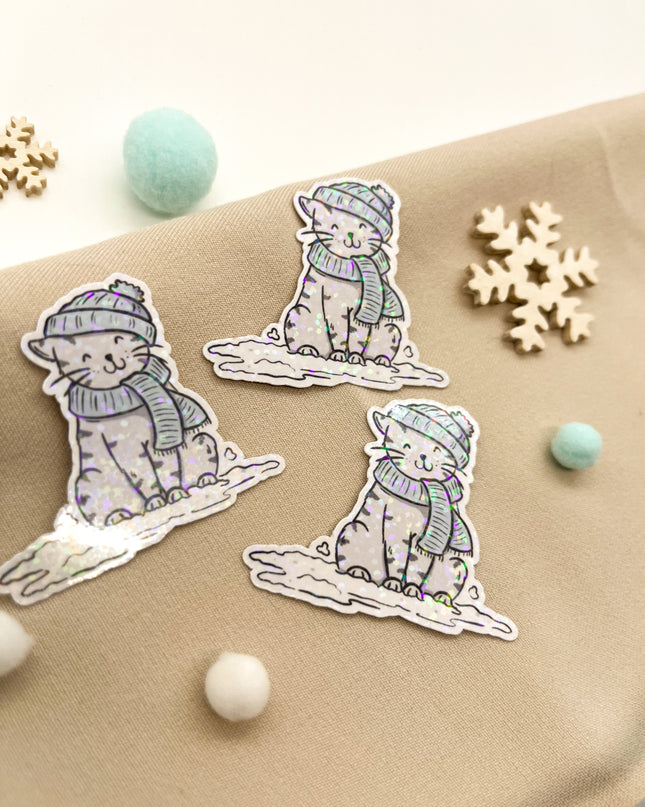 Glitzersticker Katzen "Winterkatze"