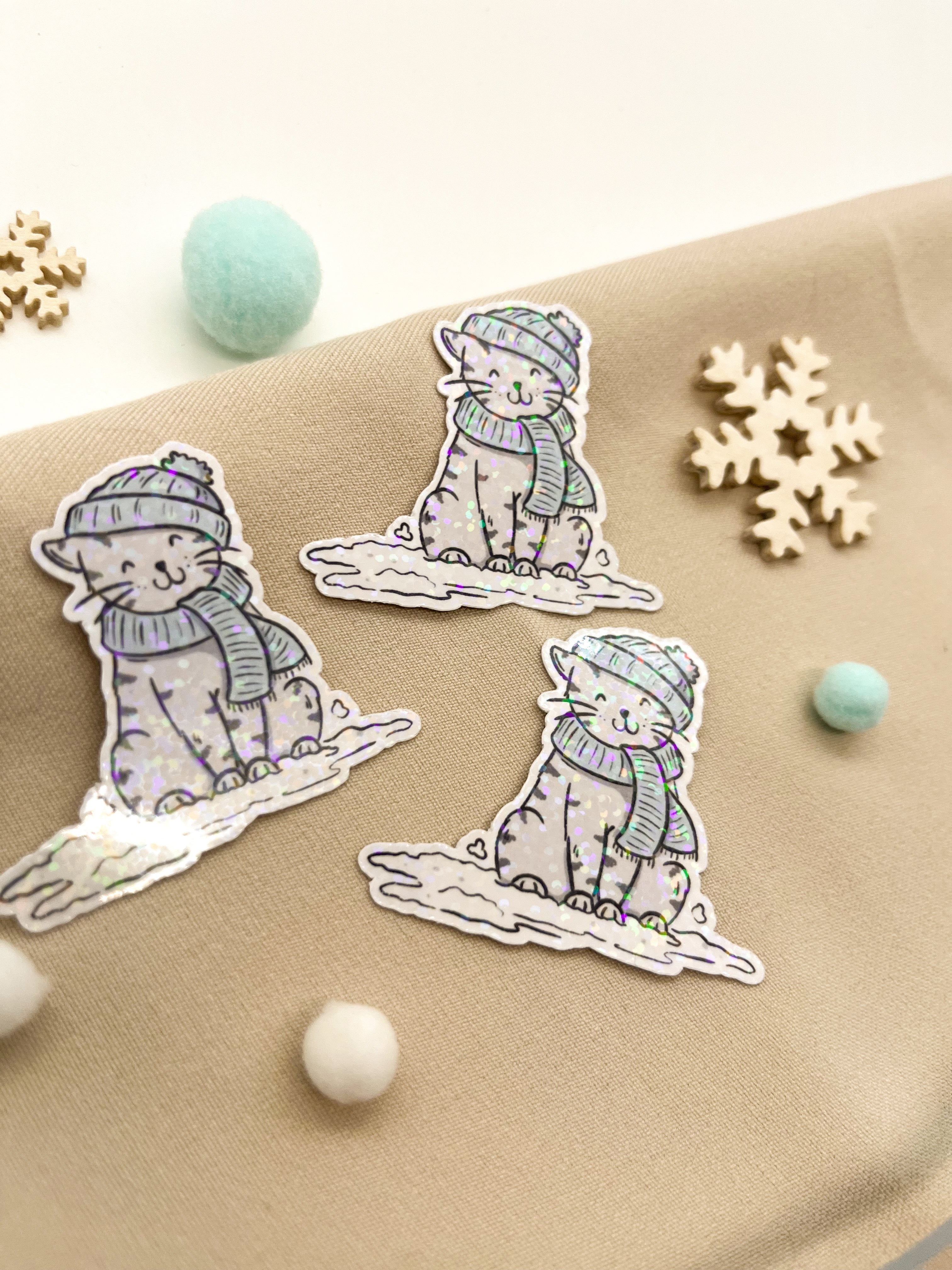 Glitzersticker Katzen "Winterkatze"