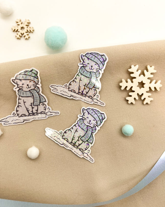 Glitzersticker Katzen "Winterkatze"