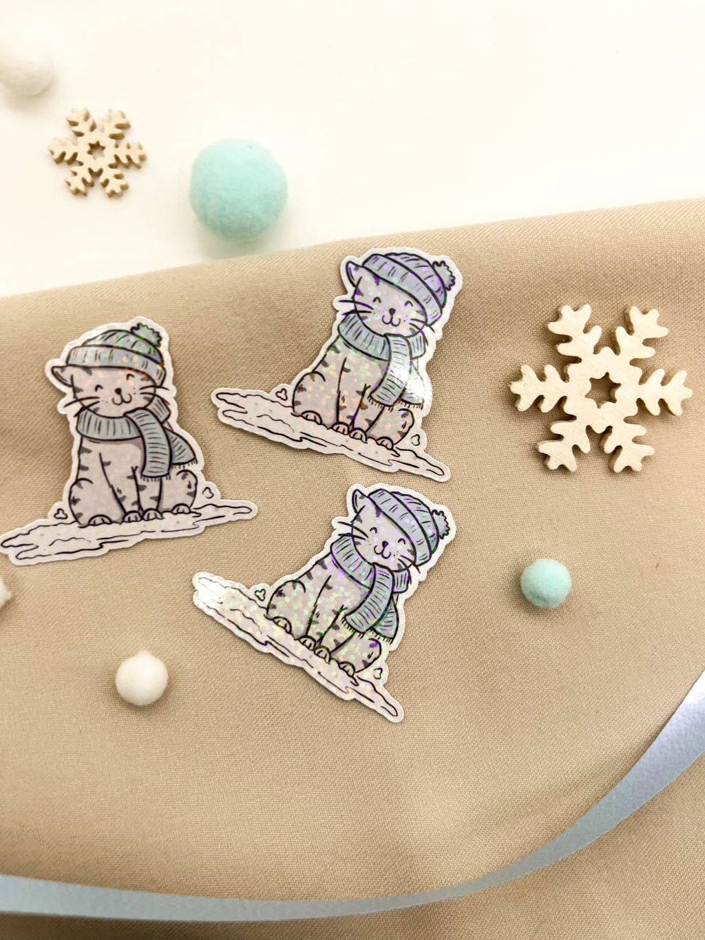 Glitzersticker Katzen "Winterkatze"