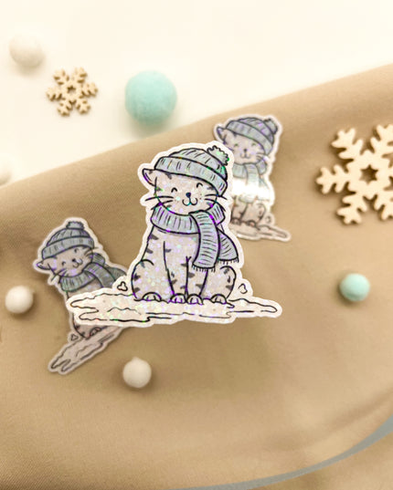 Glitzersticker Katzen "Winterkatze"