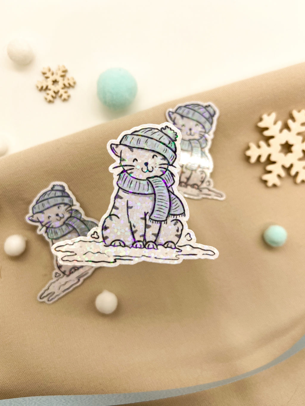 Glitzersticker Katzen "Winterkatze"