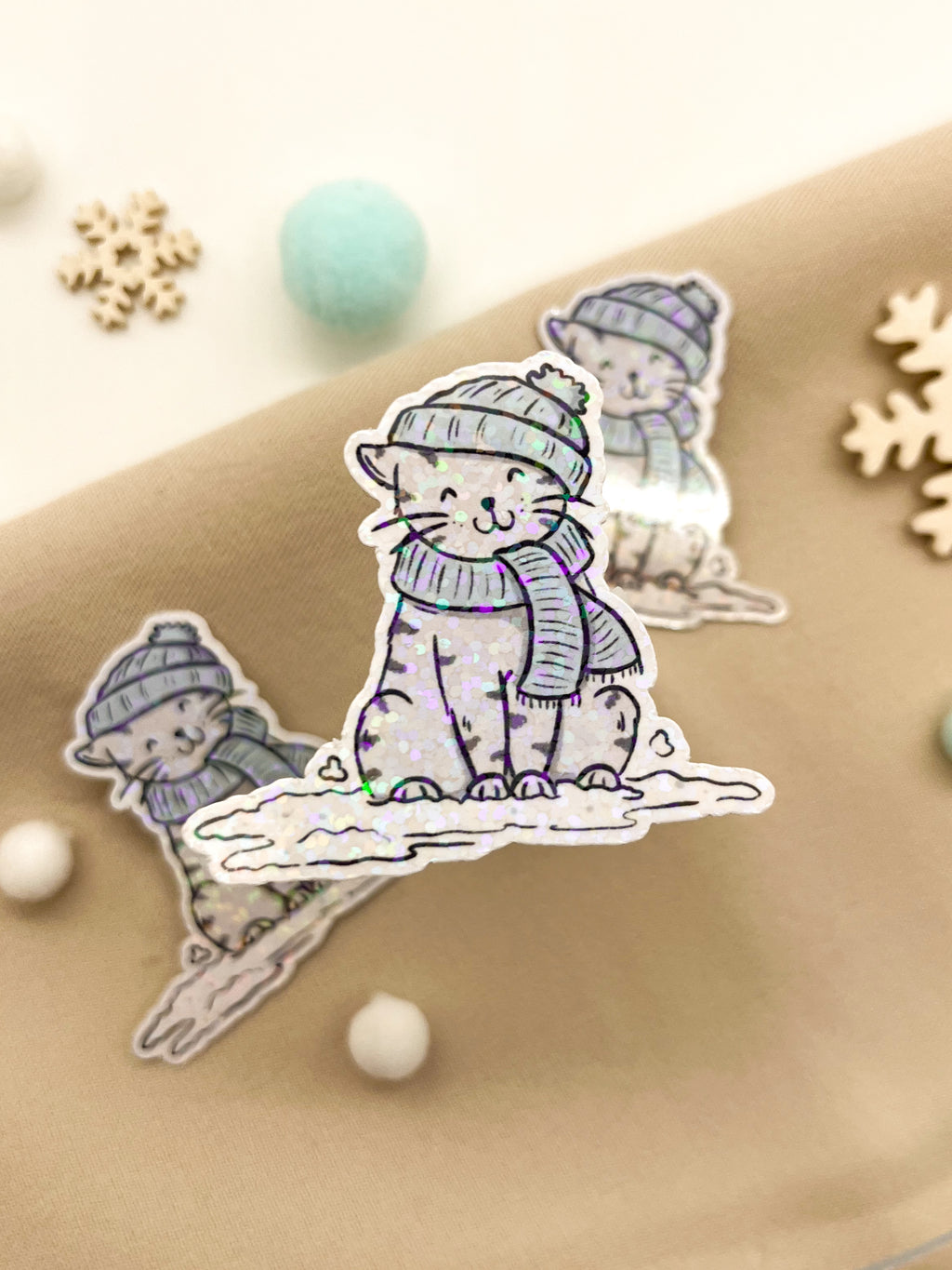 Glitzersticker Katzen "Winterkatze"