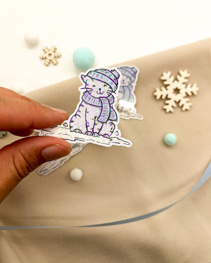 Glitzersticker Katzen "Winterkatze"