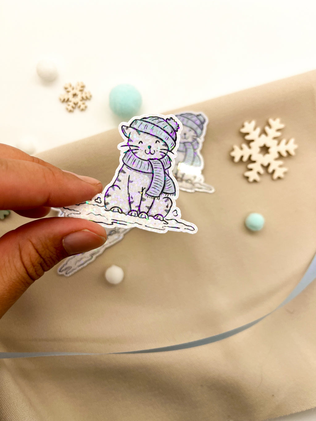 Glitzersticker Katzen "Winterkatze"