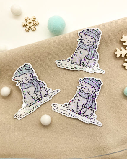 Glitzersticker Katzen "Winterkatze"