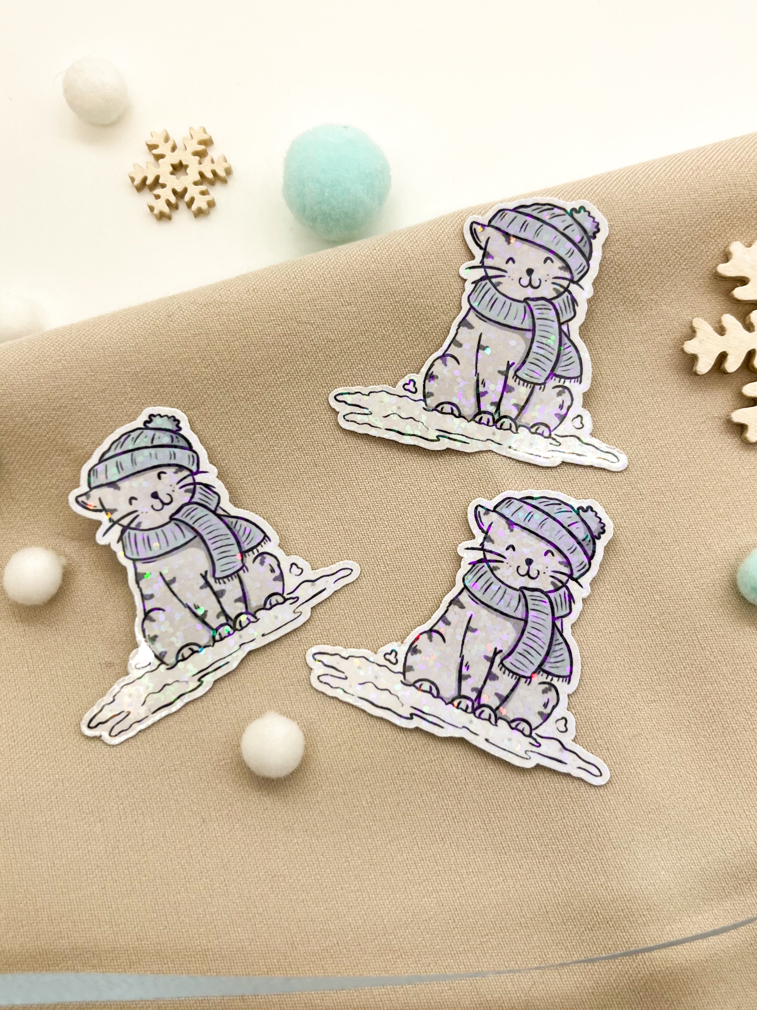 Glitzersticker Katzen "Winterkatze"