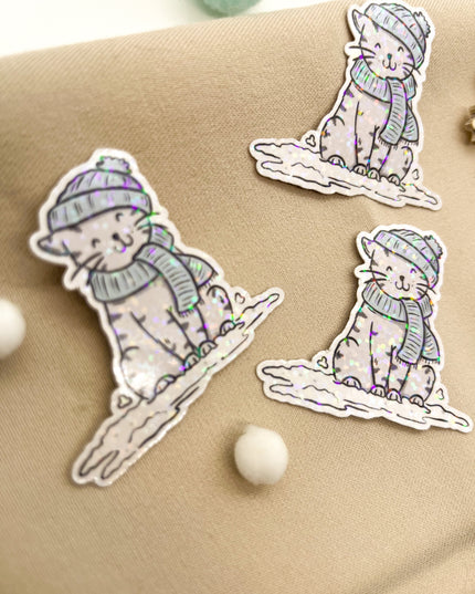 Glitzersticker Katzen "Winterkatze"