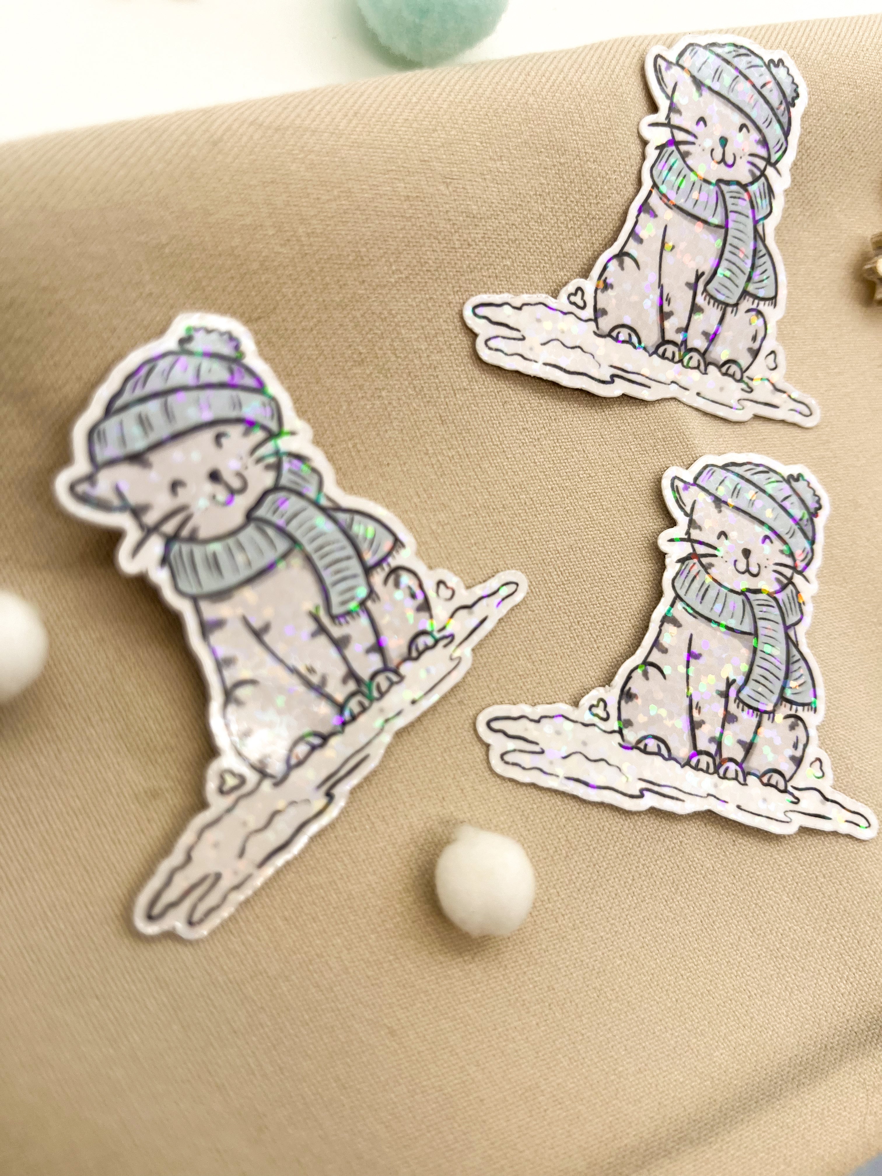 Glitzersticker Katzen "Winterkatze"