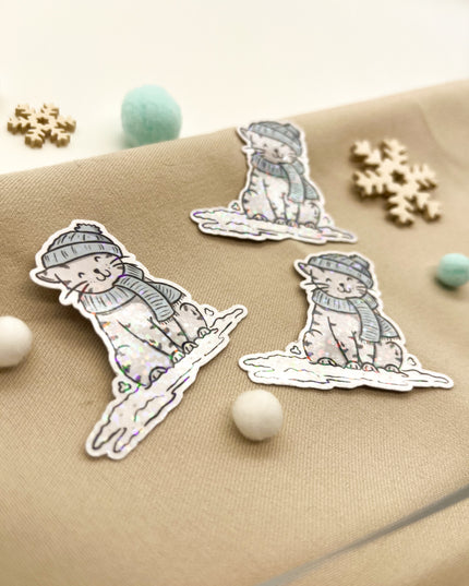 Glitzersticker Katzen "Winterkatze"