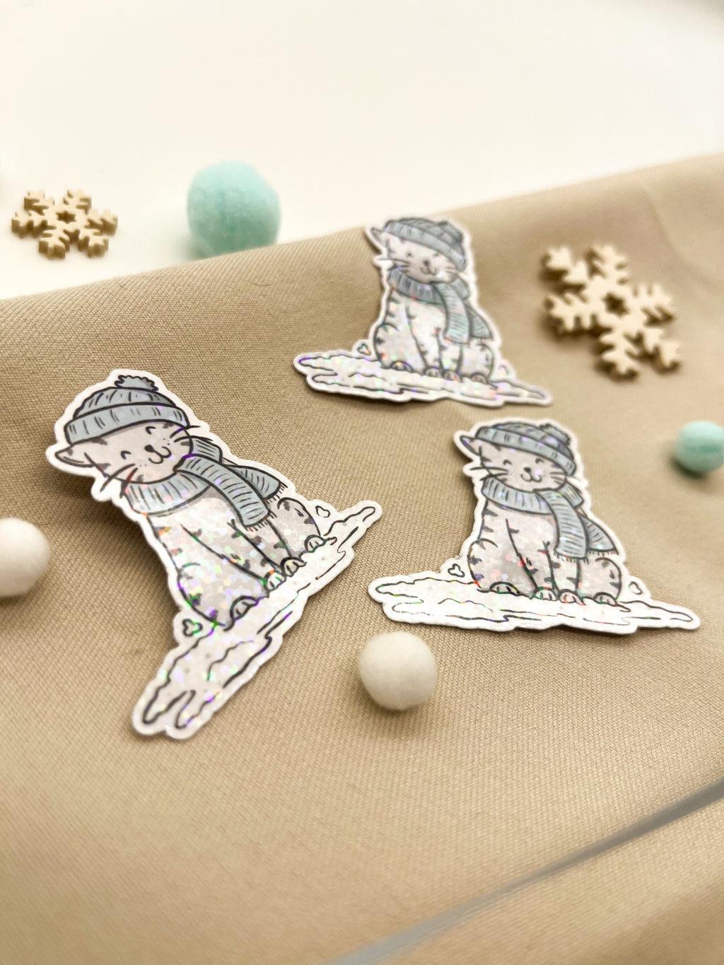 Glitzersticker Katzen "Winterkatze"