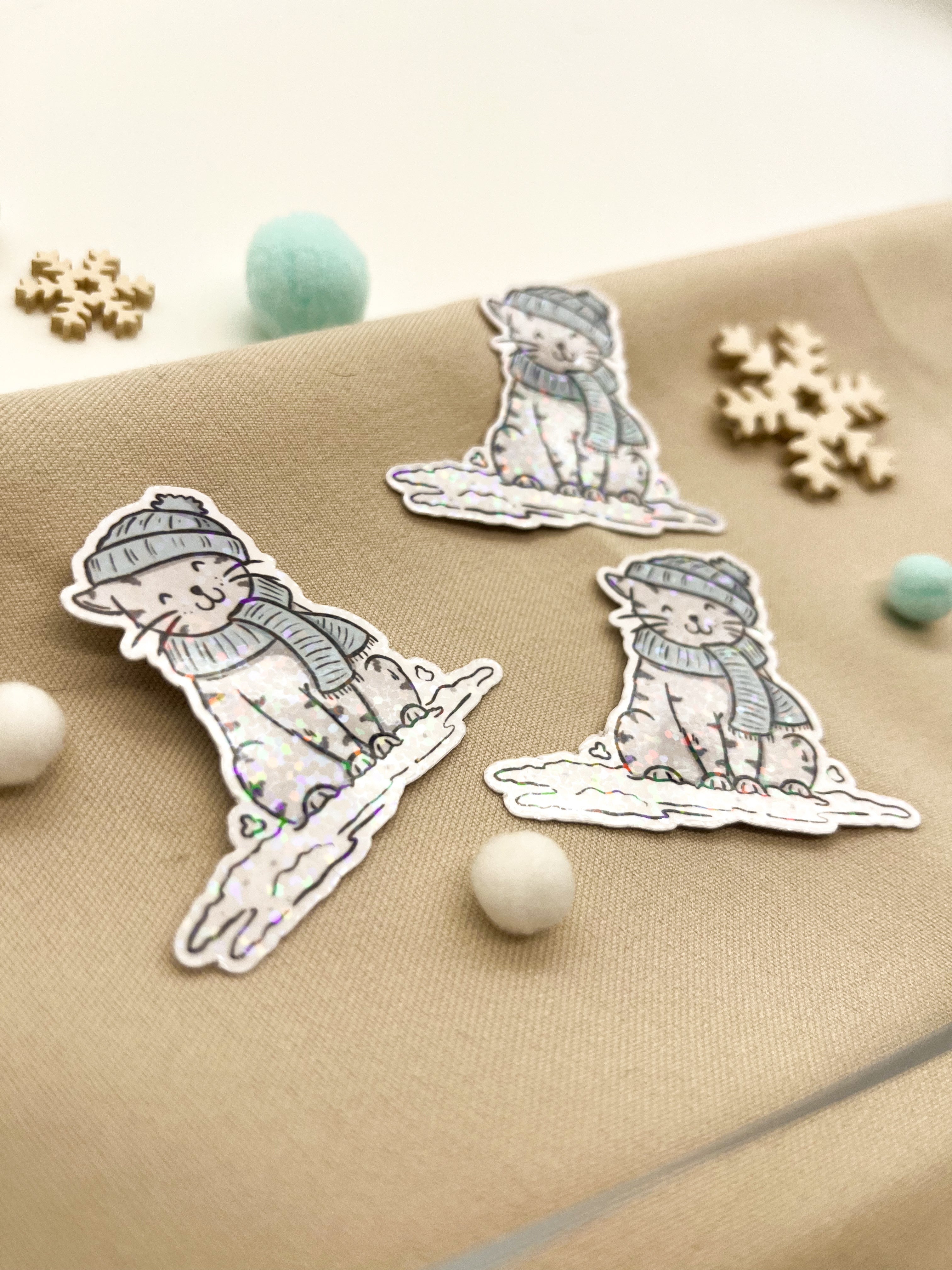 Glitzersticker Katzen "Winterkatze"
