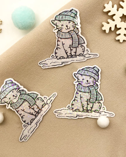 Glitzersticker Katzen "Winterkatze"