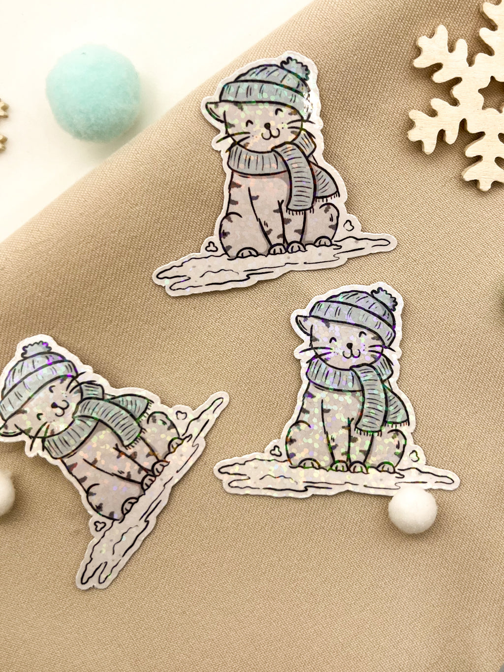 Glitzersticker Katzen "Winterkatze"