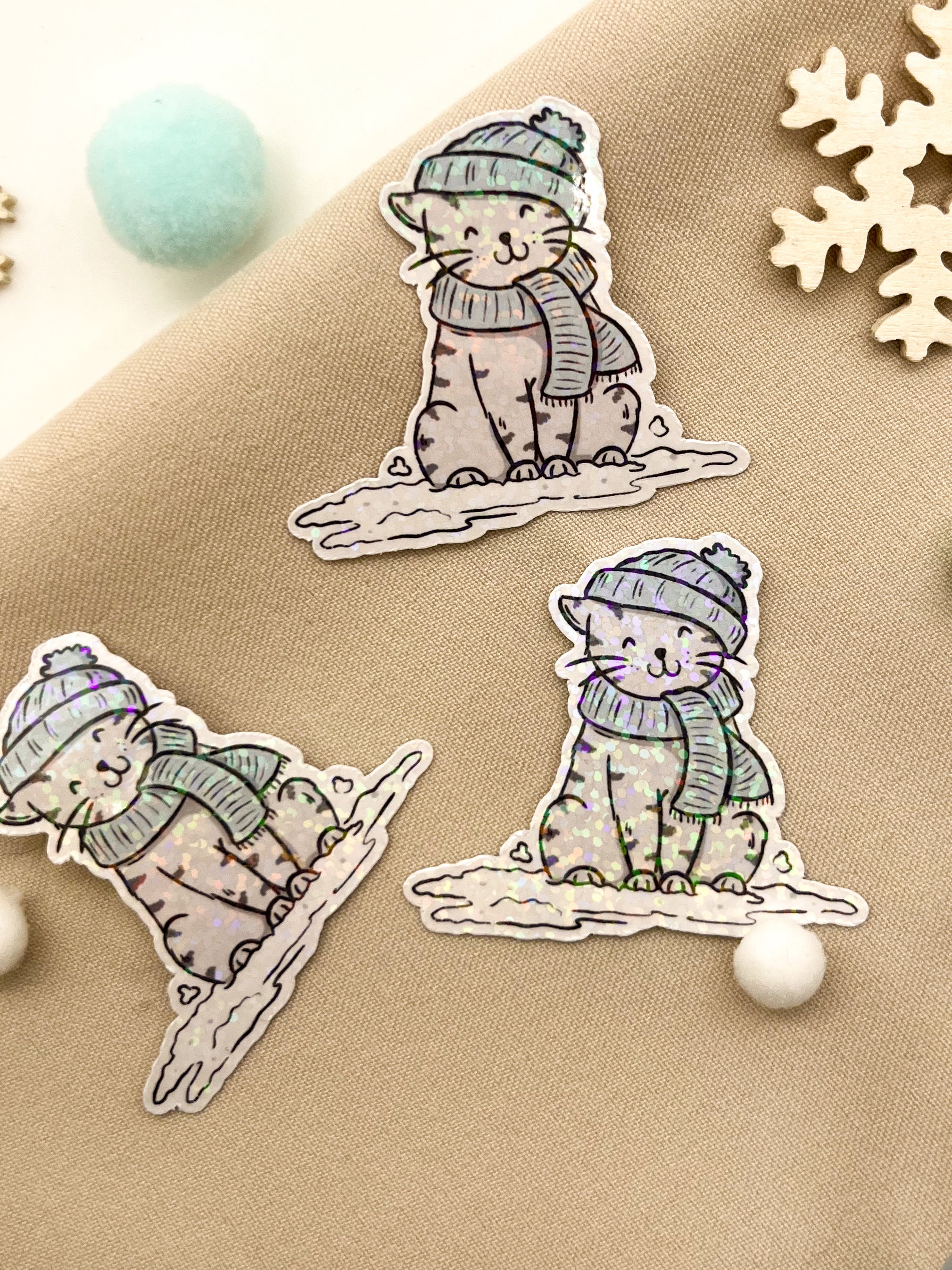 Glitzersticker Katzen "Winterkatze"