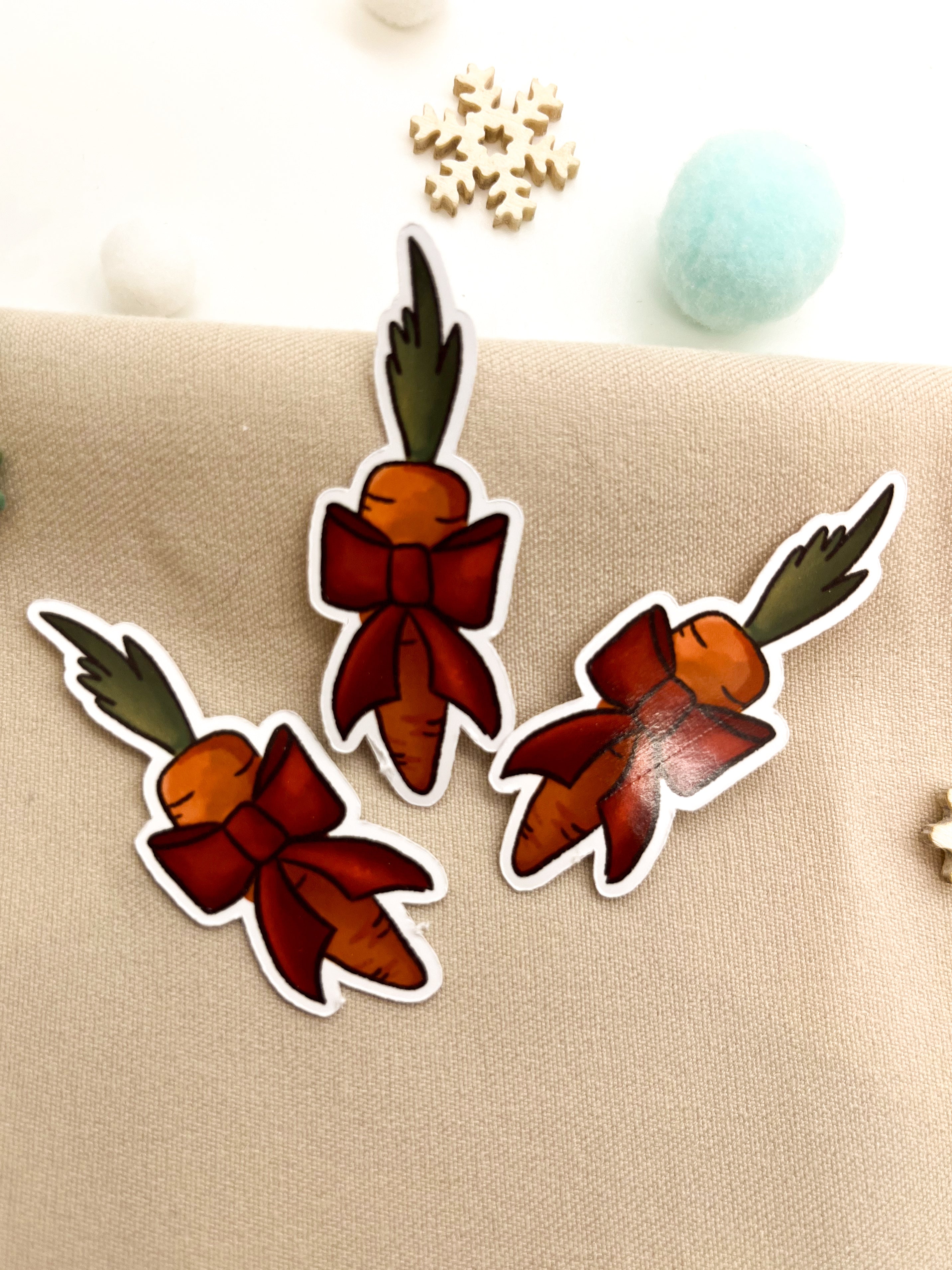 Papiersticker Weihnachten Möhrengeschenk