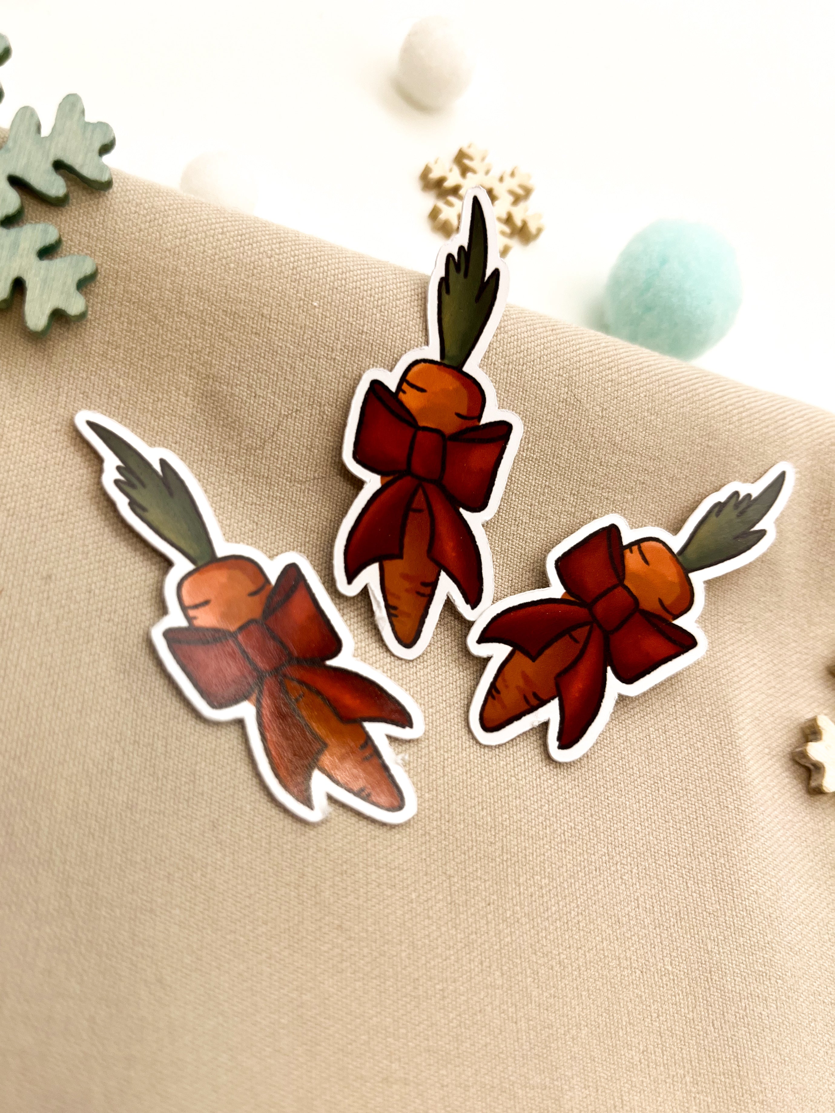 Papiersticker Weihnachten Möhrengeschenk