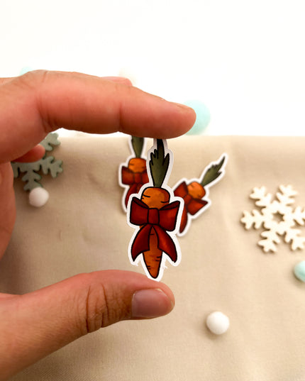 Papiersticker Weihnachten Möhrengeschenk