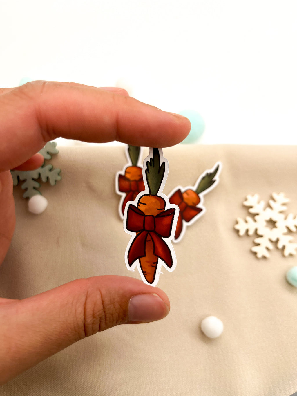 Papiersticker Weihnachten Möhrengeschenk