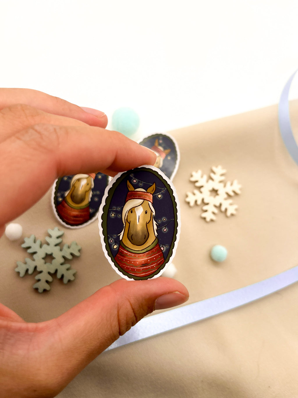 Papiersticker Weihnachten Haflinger