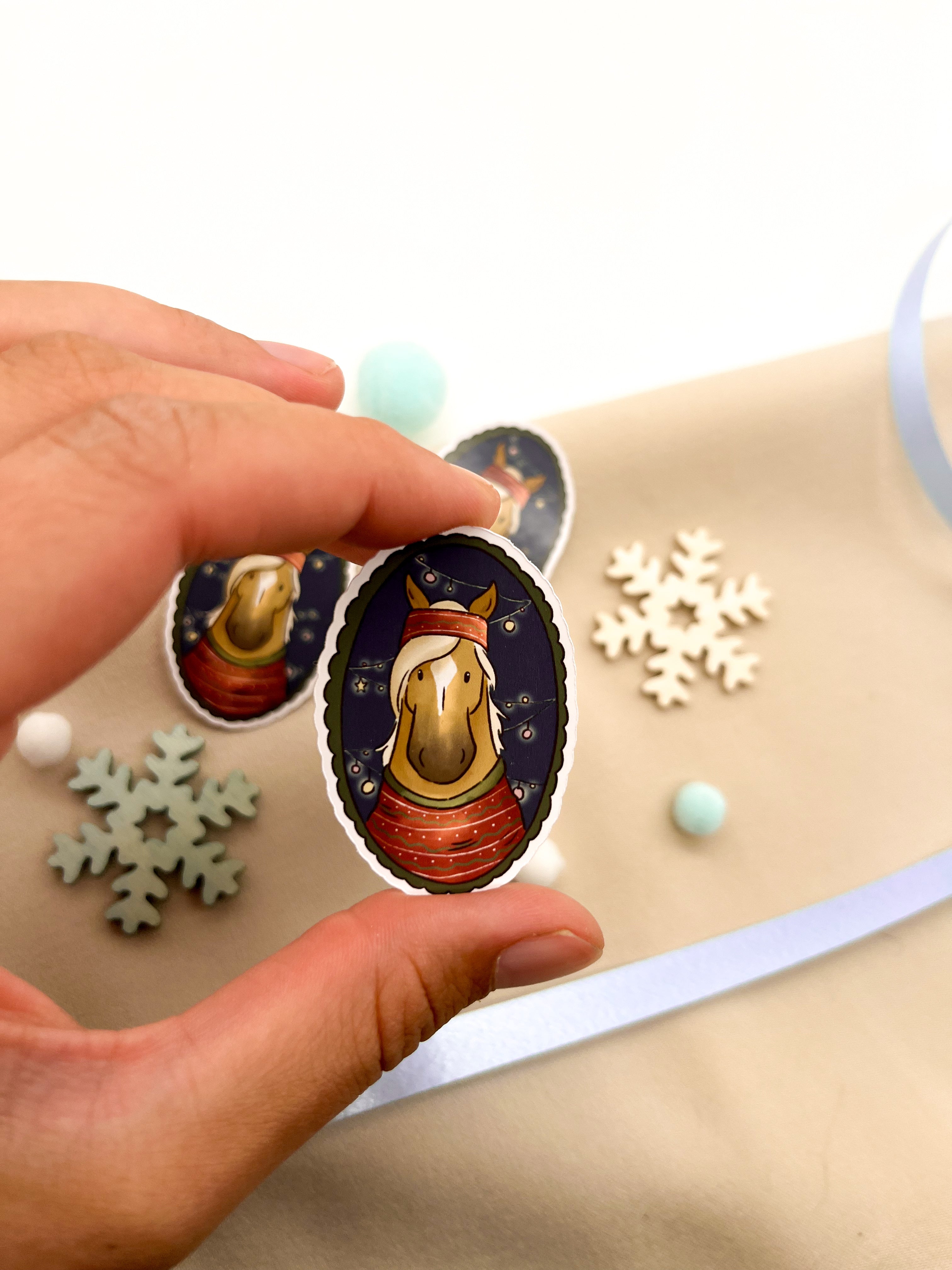 Papiersticker Weihnachten Haflinger