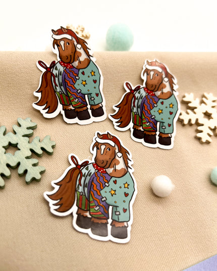 Papiersticker Weihnachten Geschenkpony