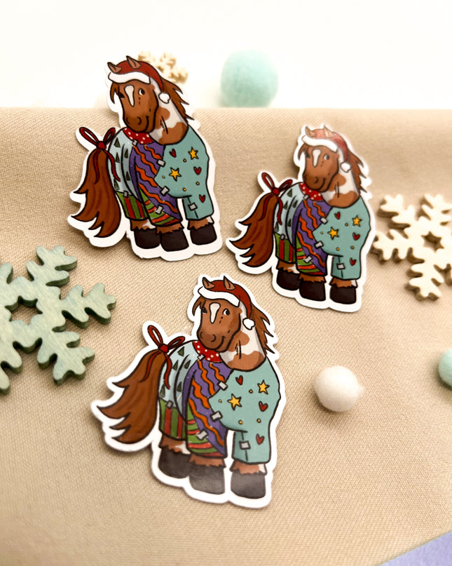 Papiersticker Weihnachten Geschenkpony