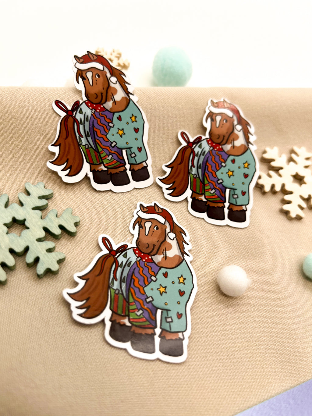 Papiersticker Weihnachten Geschenkpony