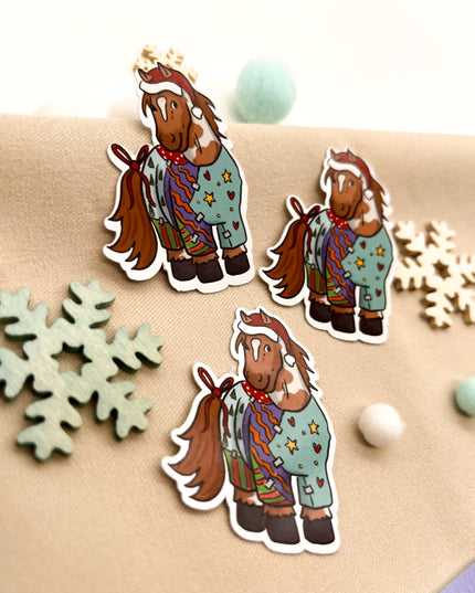 Papiersticker Weihnachten Geschenkpony
