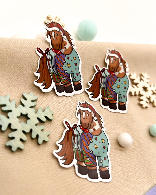 Papiersticker Weihnachten Geschenkpony
