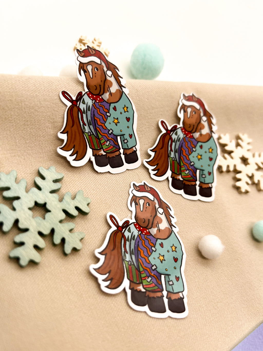 Papiersticker Weihnachten Geschenkpony