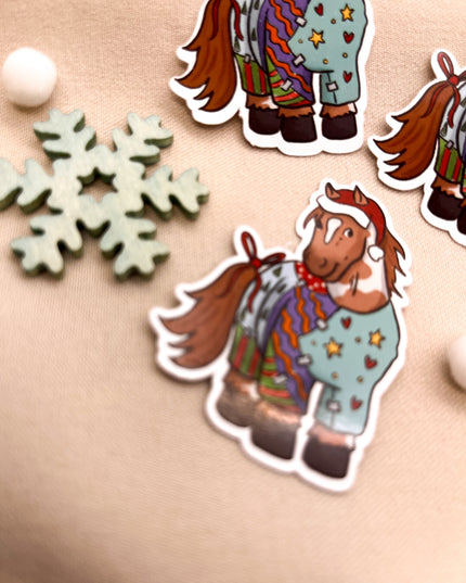 Papiersticker Weihnachten Geschenkpony