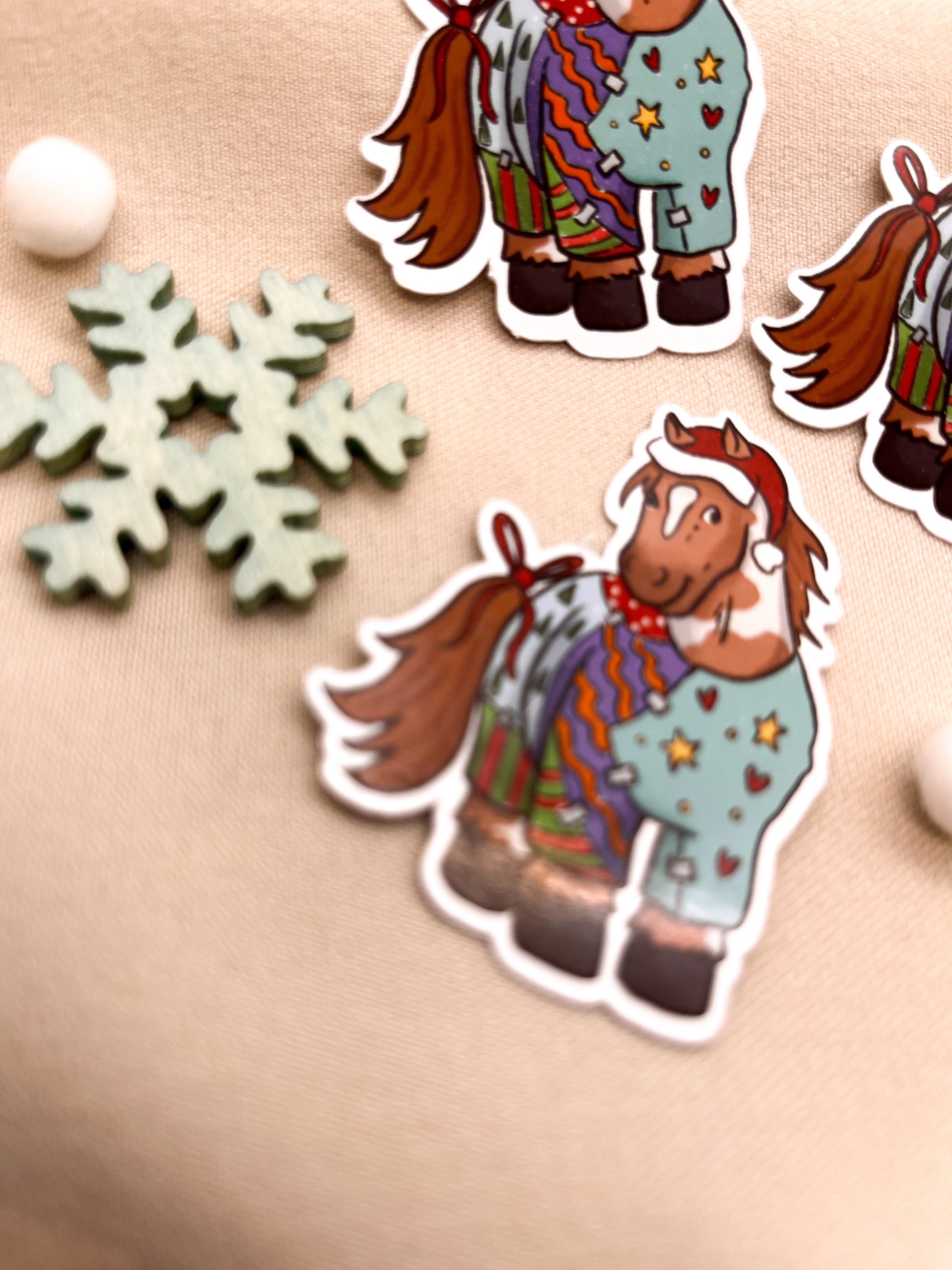 Papiersticker Weihnachten Geschenkpony
