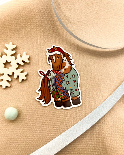 Papiersticker Weihnachten Geschenkpony