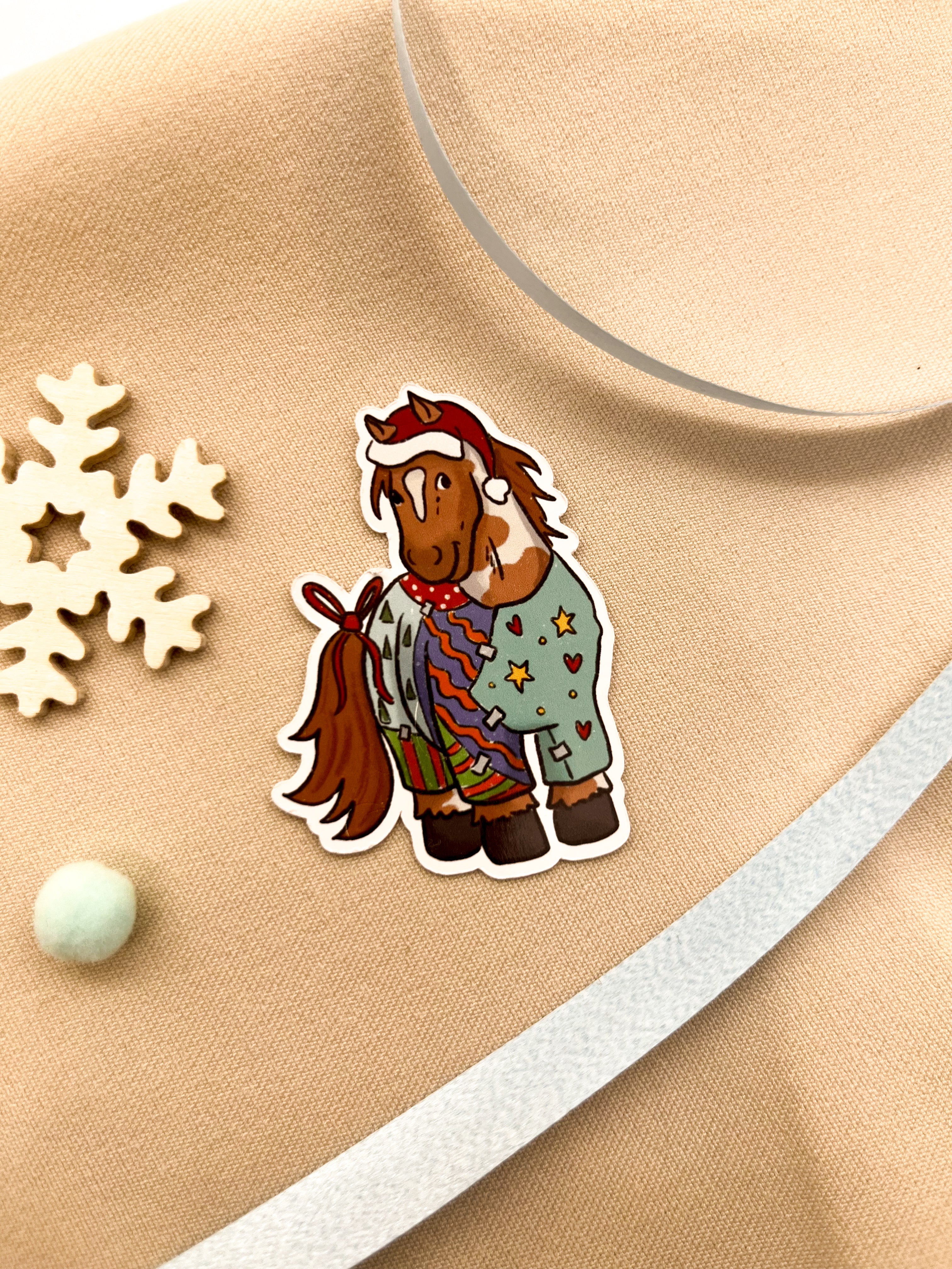 Papiersticker Weihnachten Geschenkpony