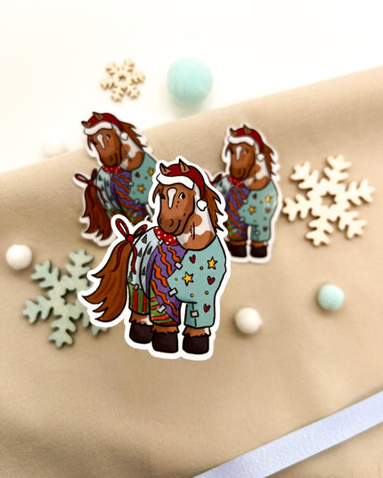 Papiersticker Weihnachten Geschenkpony