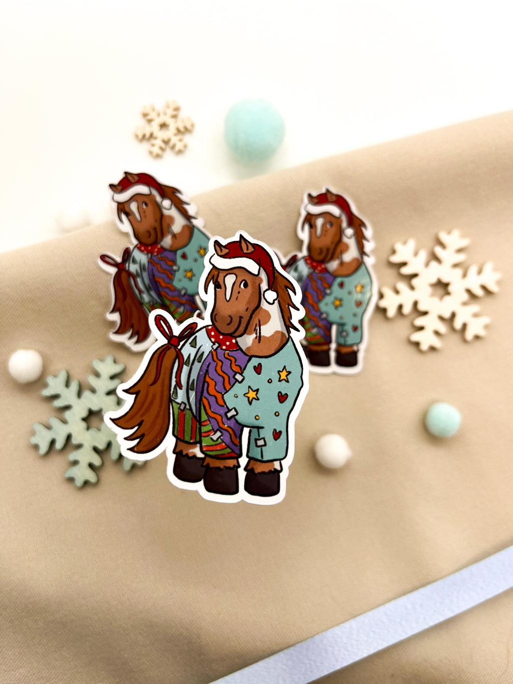 Papiersticker Weihnachten Geschenkpony