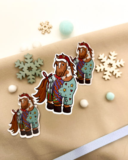 Papiersticker Weihnachten Geschenkpony