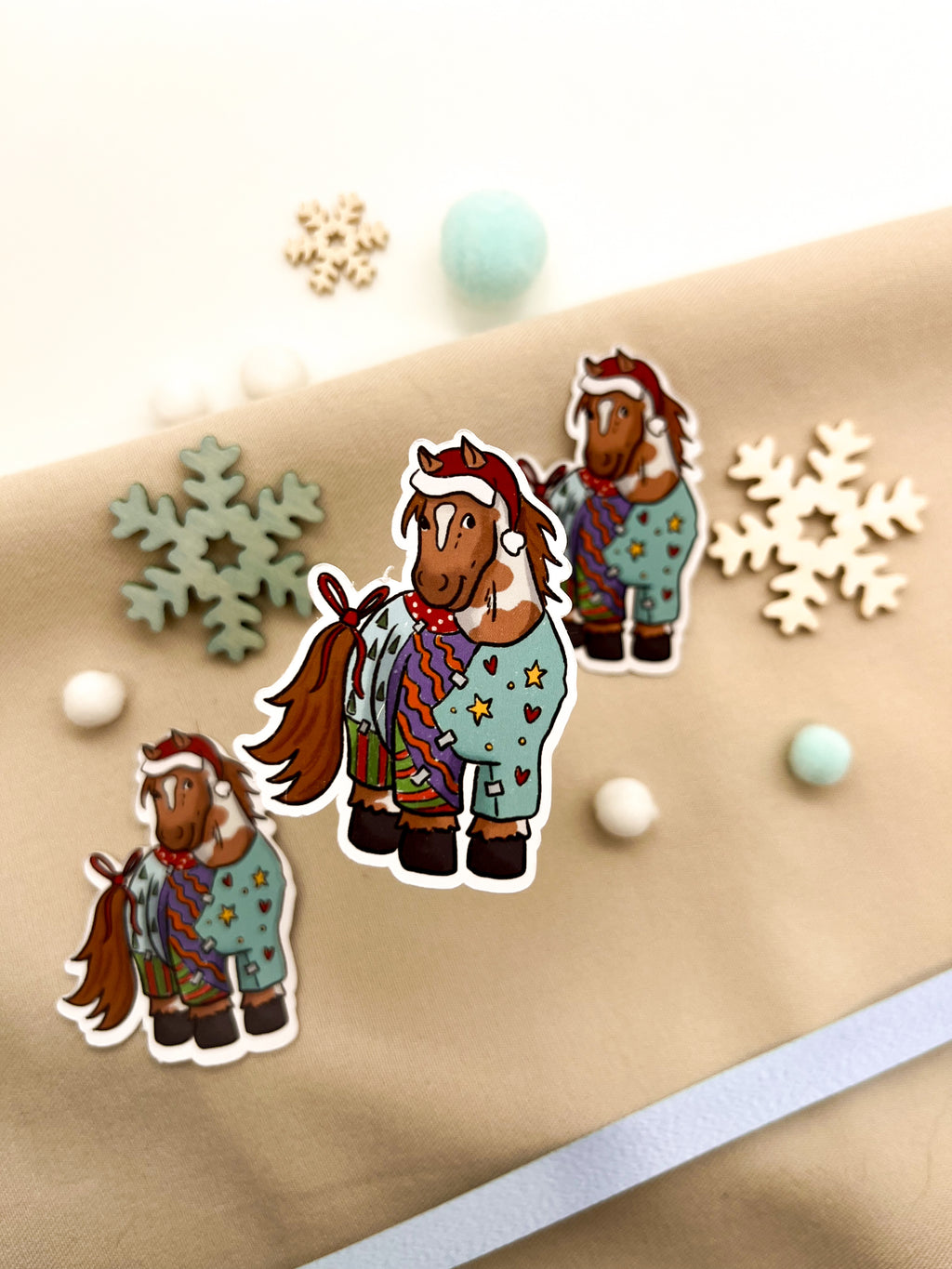 Papiersticker Weihnachten Geschenkpony
