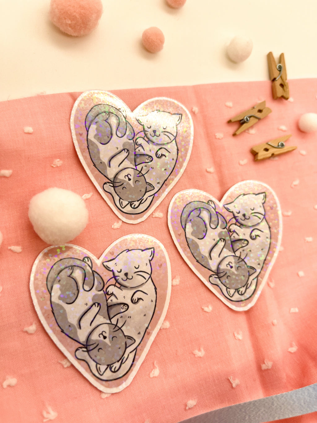 Glitzersticker Katzen "Herzchenkatzen"