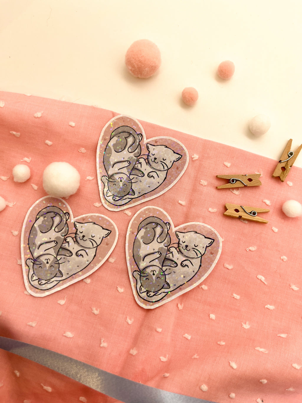 Glitzersticker Katzen "Herzchenkatzen"